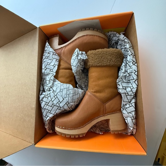 Swedish Hasbeens high shearling boot, nature color size 38 NEW WITH BOX - Picture 9 of 11